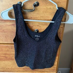 BKE Black Sparkle Crop Top